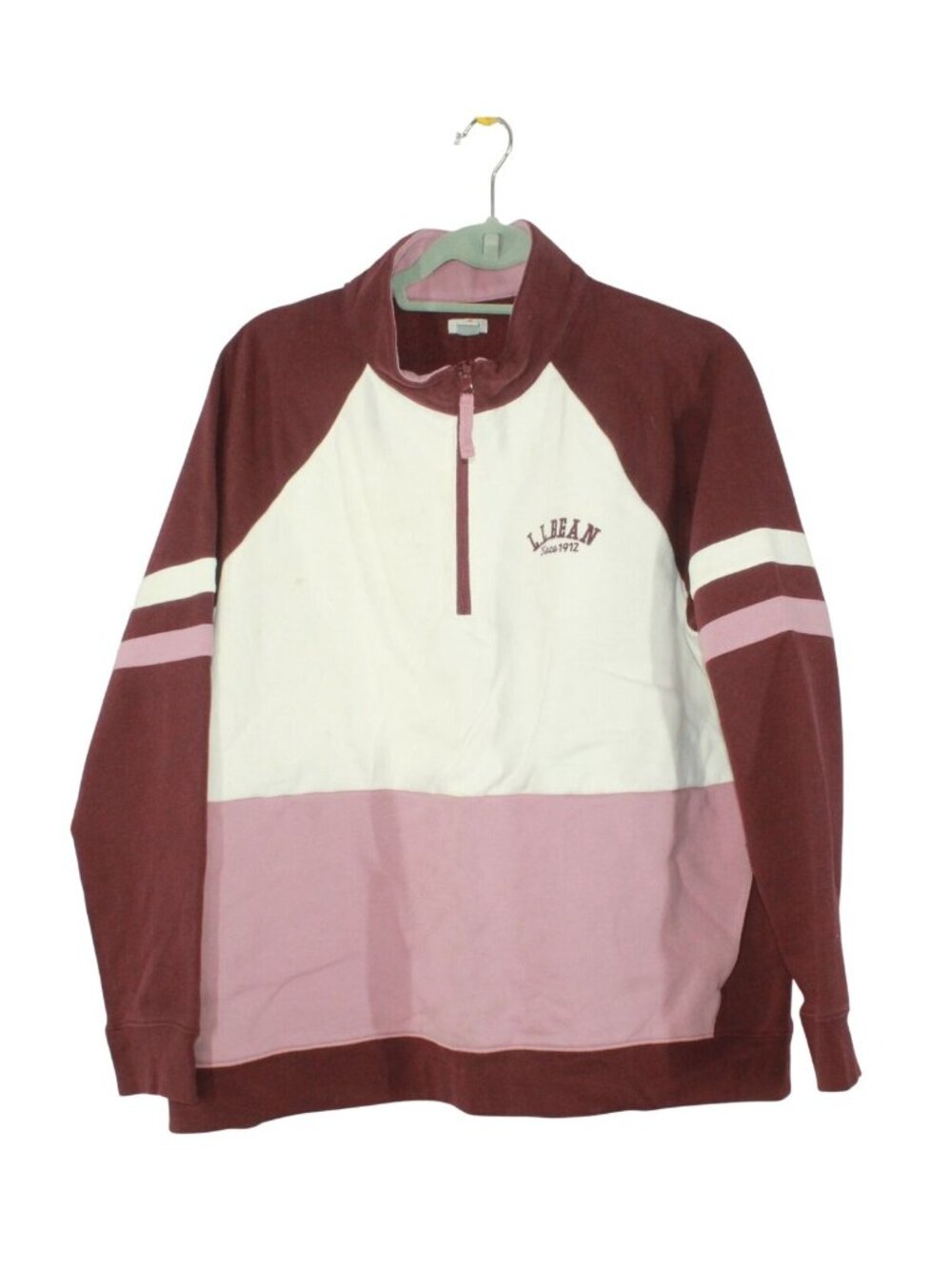 LL Bean Women's 1912 Sweatshirt Colorblock Quarter Zip Fleece Pullover 2X Plus
